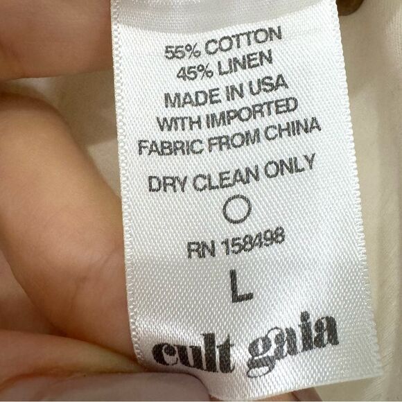 Cult Gaia Aurel white cotton linen tie front top - Picture 10 of 11